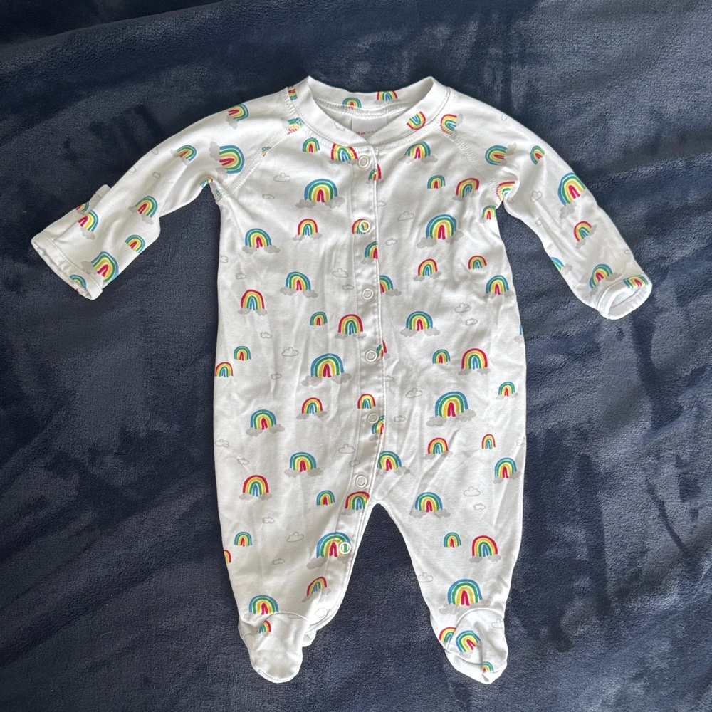 Hanna Andersson White Rainbow Kids Footie
